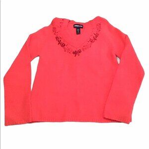 Limited Too Red Beaded Holiday Sweater with Hood Size Girls 6/7